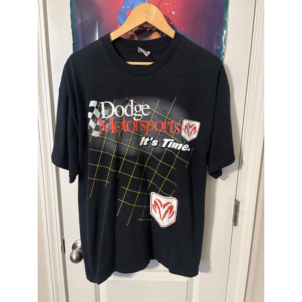 Dodge Motorsports Its Time Vintage Racing T Shirt Black XL Checkered Flag Sports